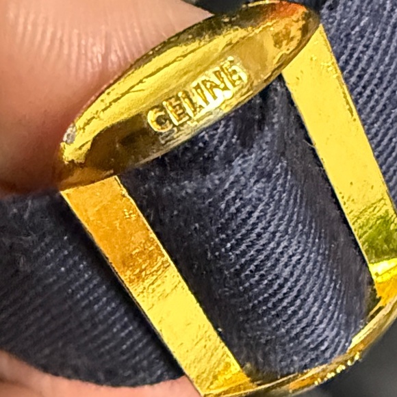 Celine Paris Navy Baseball Cap with Beige Embroidered Logo - Picture 4 of 11